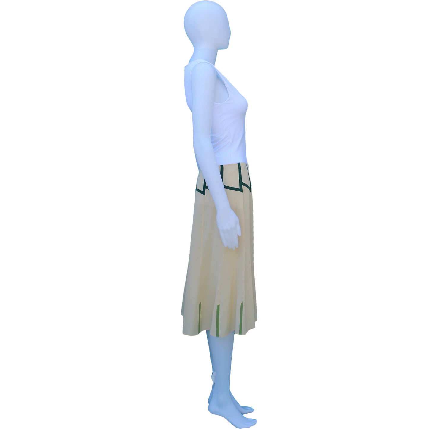 PRADA SILK PANEL SKIRT WITH GREEN ACCENTS - leefluxury.com