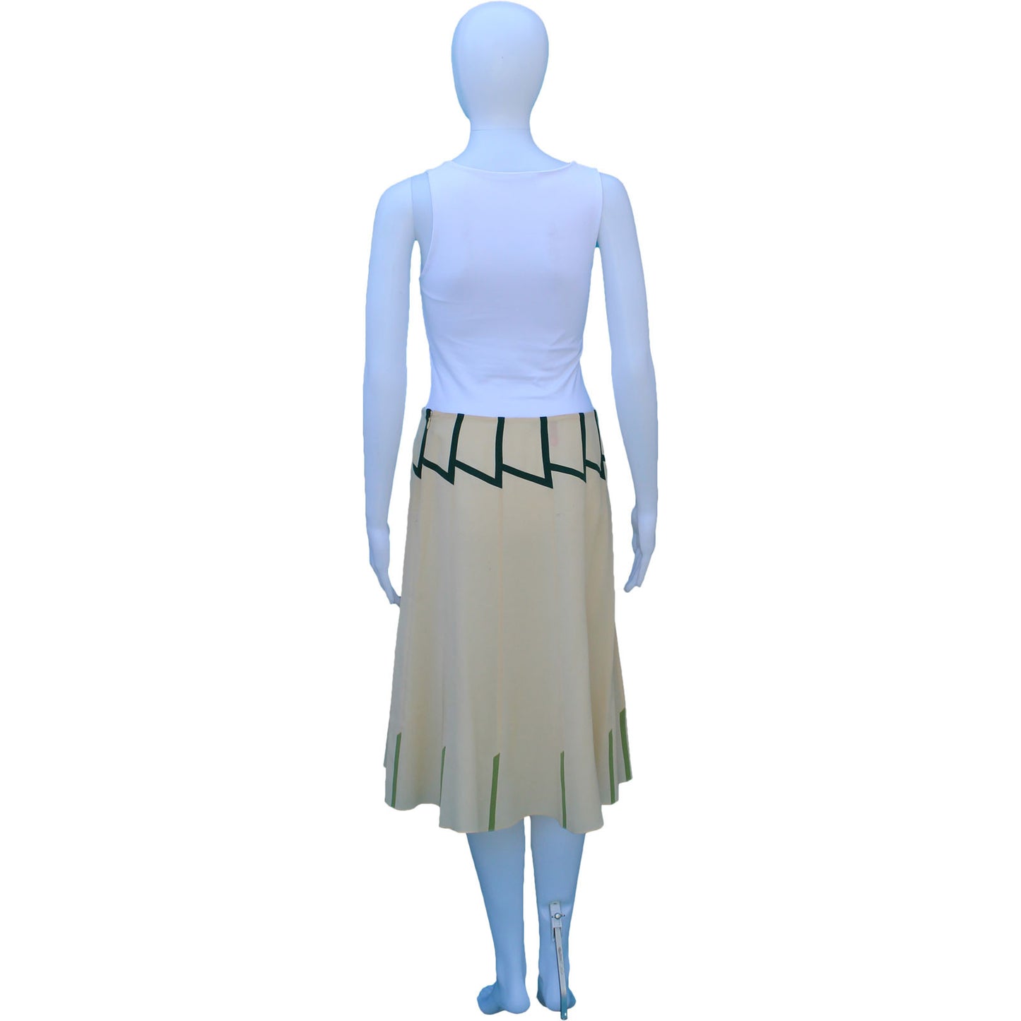 PRADA SILK PANEL SKIRT WITH GREEN ACCENTS - leefluxury.com