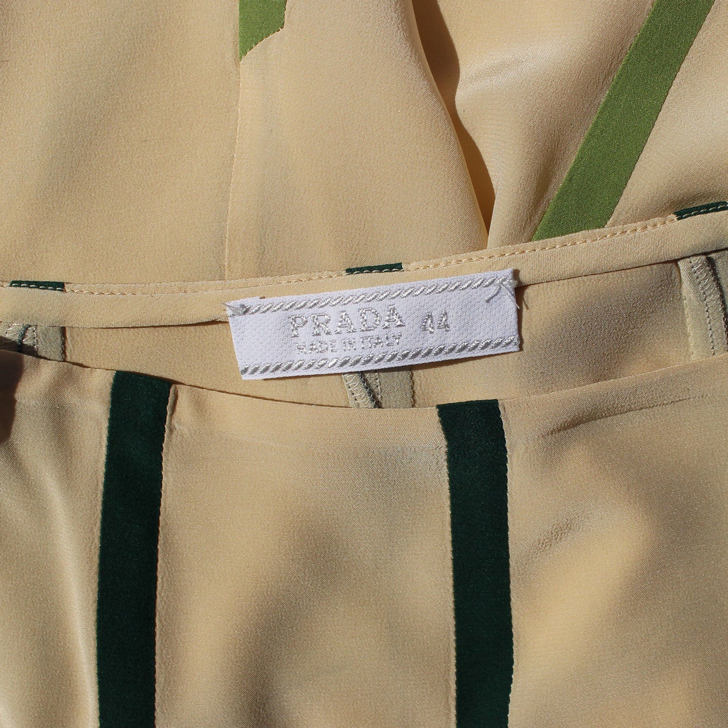 PRADA SILK PANEL SKIRT WITH GREEN ACCENTS - leefluxury.com