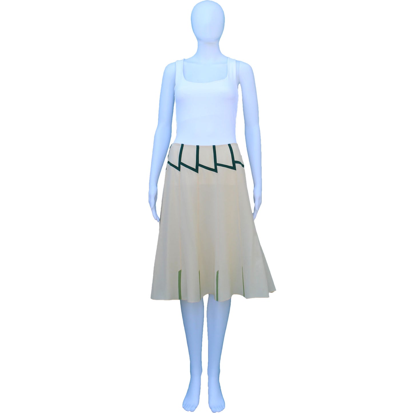 PRADA SILK PANEL SKIRT WITH GREEN ACCENTS - leefluxury.com