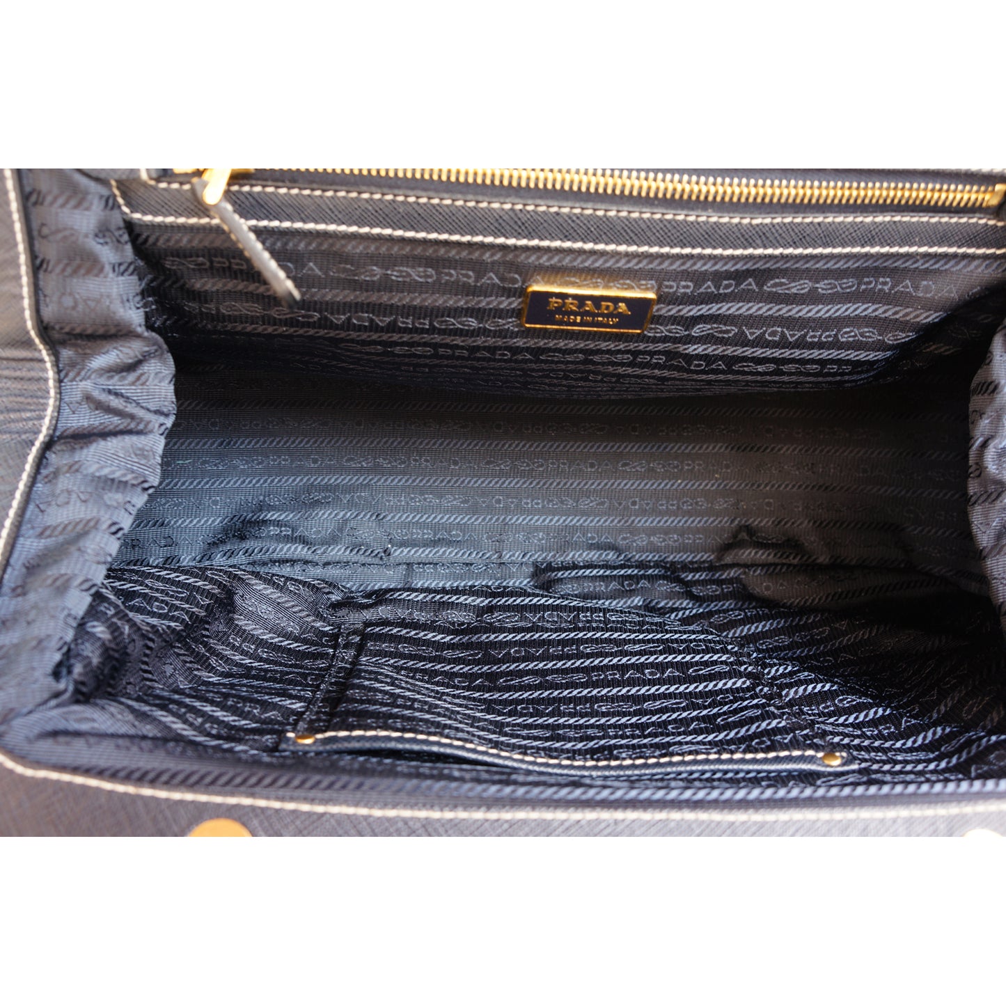PRADA TESSUTO NAVY FRAME DOME BAG - leefluxury.com