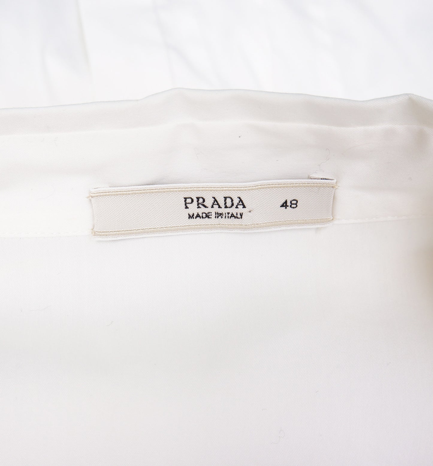 PRADA SHORT PLEATED SLEEVE WITH TIE BUTTON-UP TOP - leefluxury.com