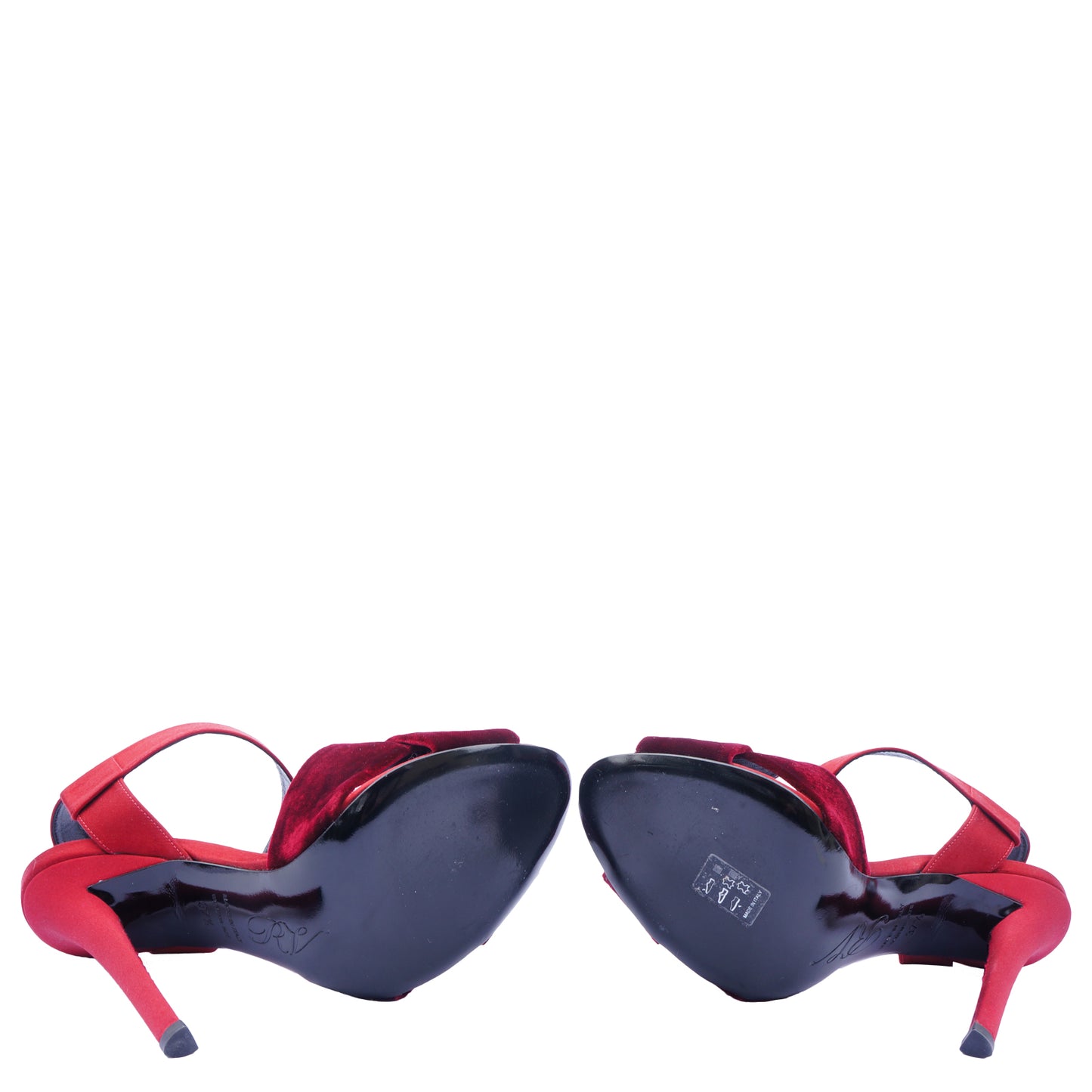 ROGER VIVIER WINE SATIN & VELVET PLATFORM SANDALS - leefluxury.com