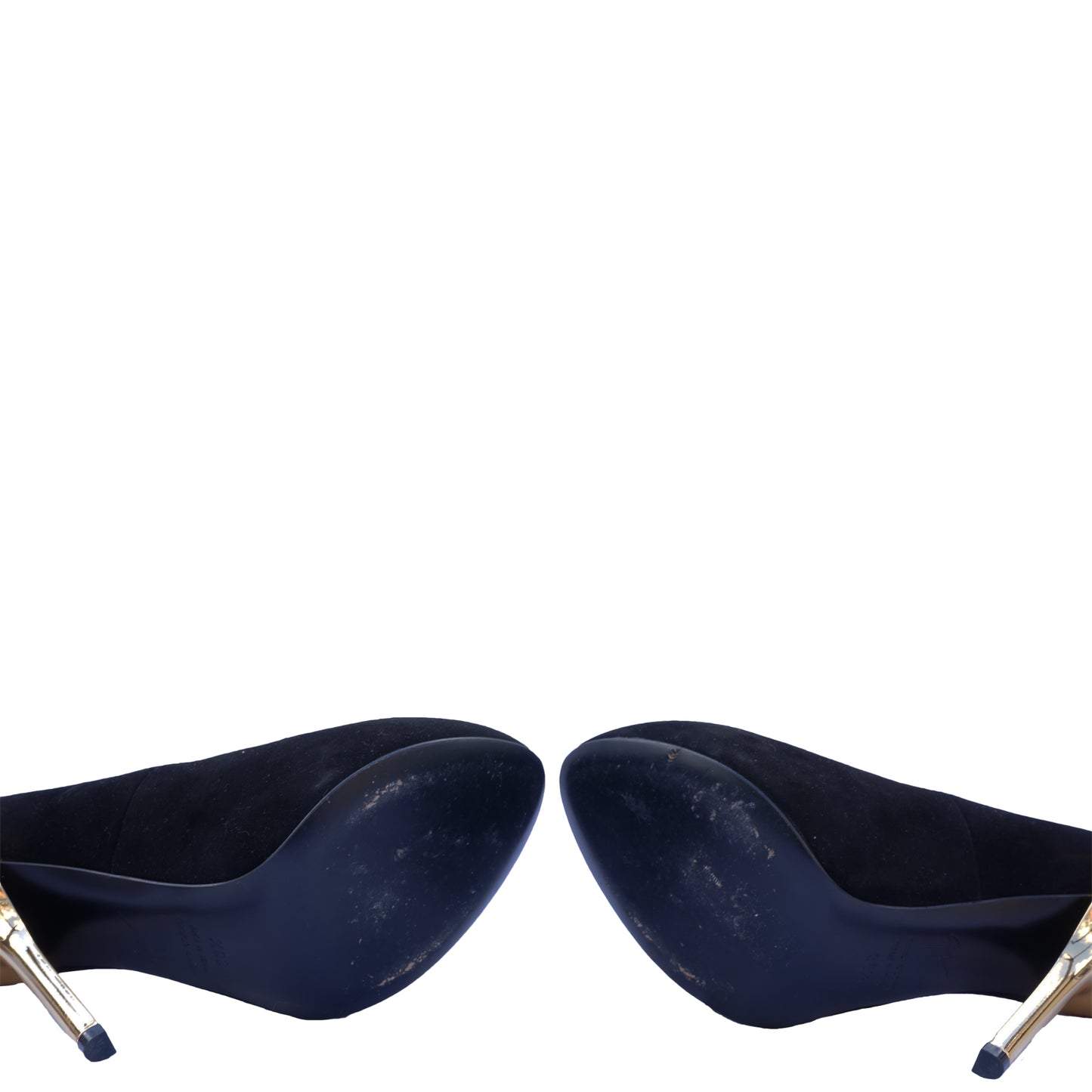 GIUSEPPE ZANOTTI SUEDE & GOLD HEEL PUMPS - leefluxury.com