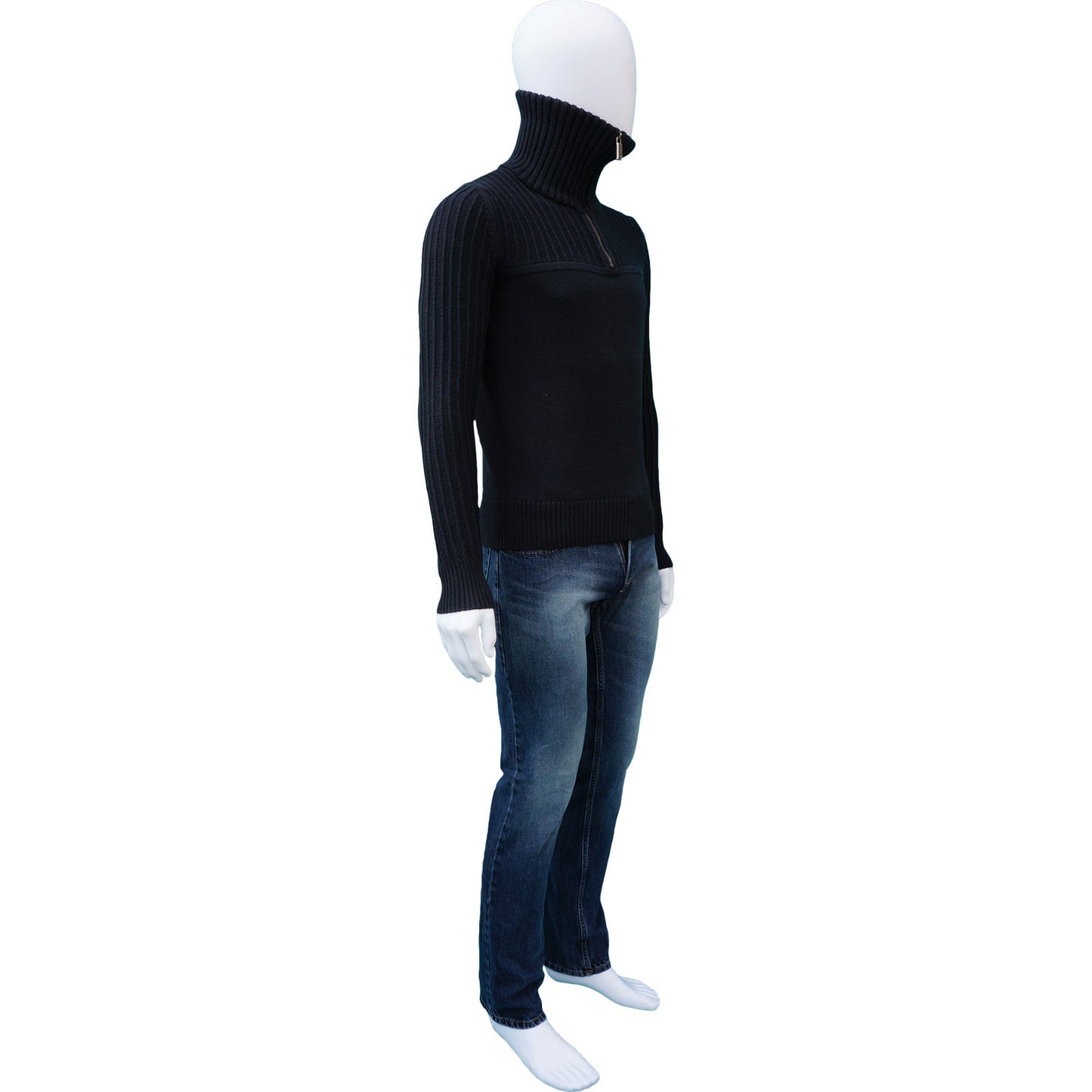 BERGSBIKK MEN's NAVY ZIPPER SWEATER - leefluxury.com