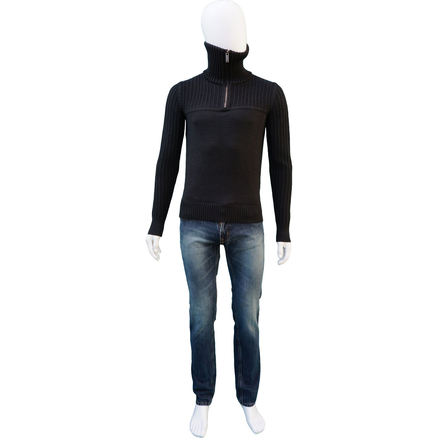 BERGSBIKK MEN's NAVY ZIPPER SWEATER - leefluxury.com