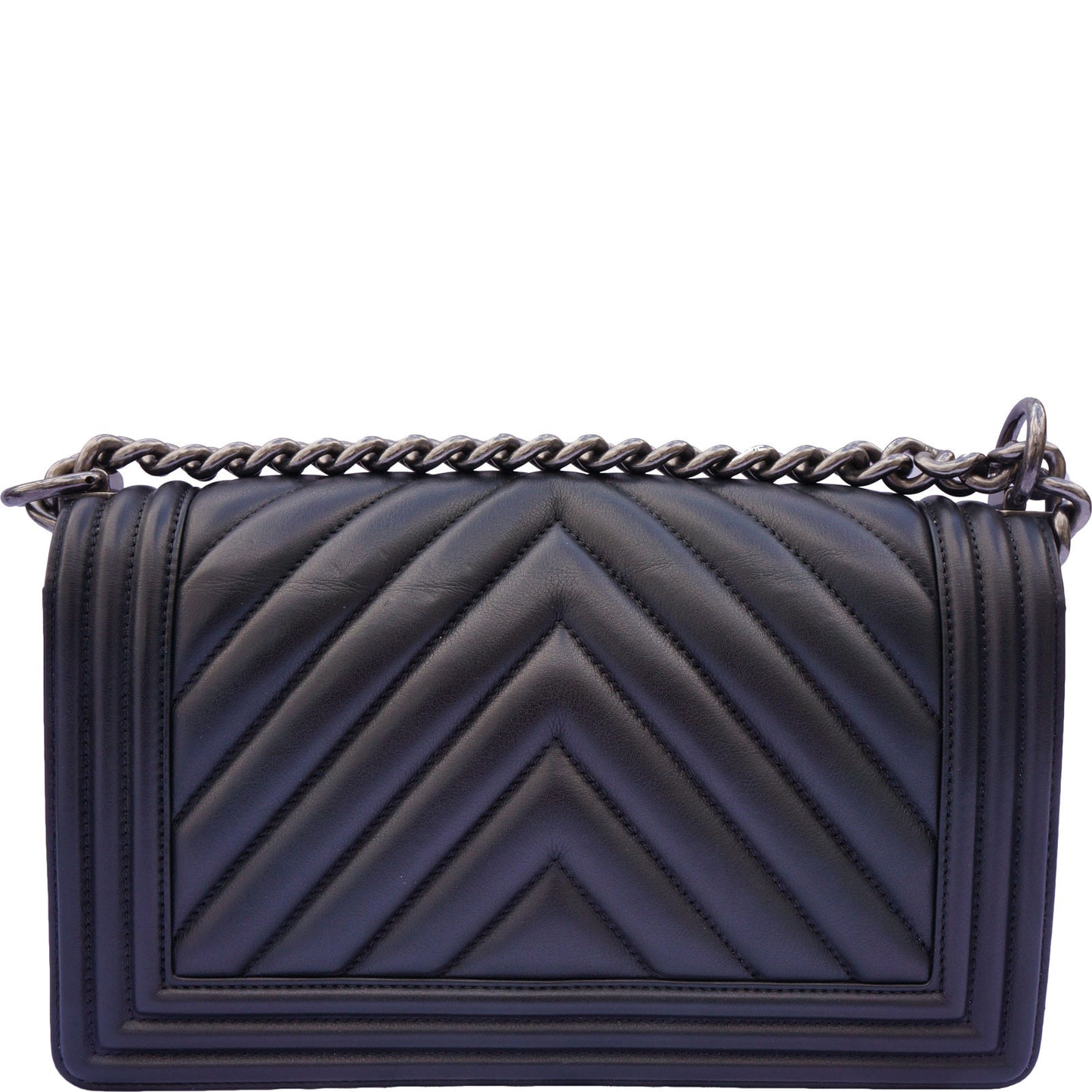 CHANEL OLD MEDIUM CHEVRON BOY BAG - leefluxury.com