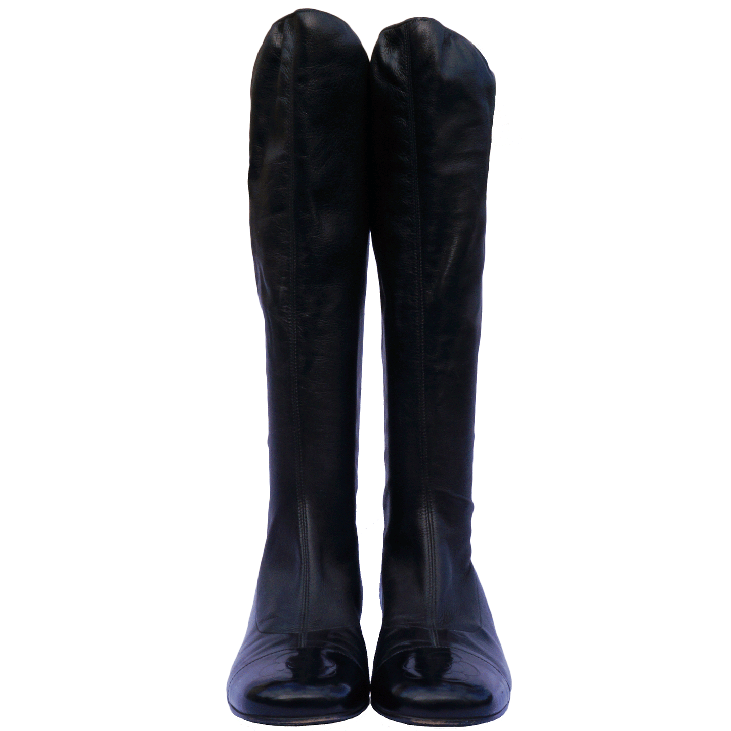 CHANEL LEATHER CAMELLIA KNEE-HIGH BOOTS - leefluxury.com