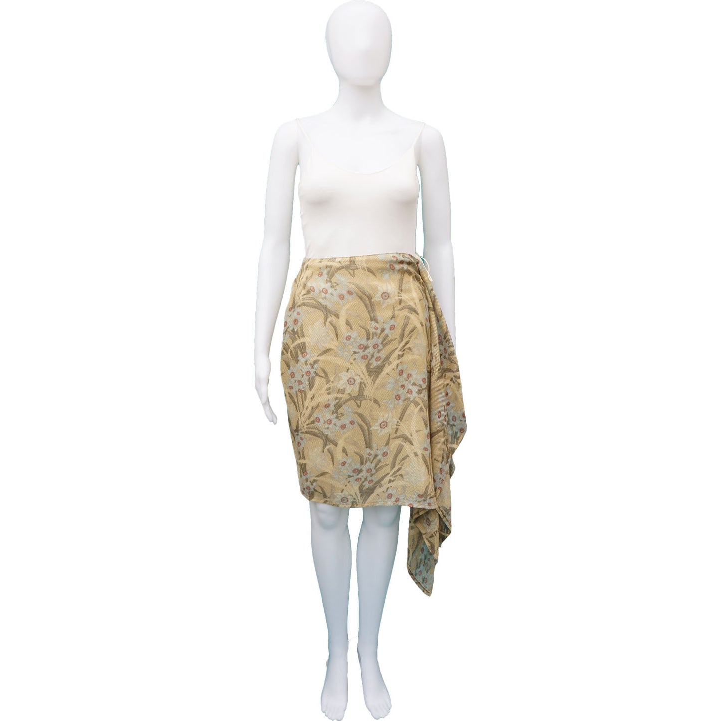 CHLOE FLORAL LINEN KNEE-LENGTH SKIRT - leefluxury.com
