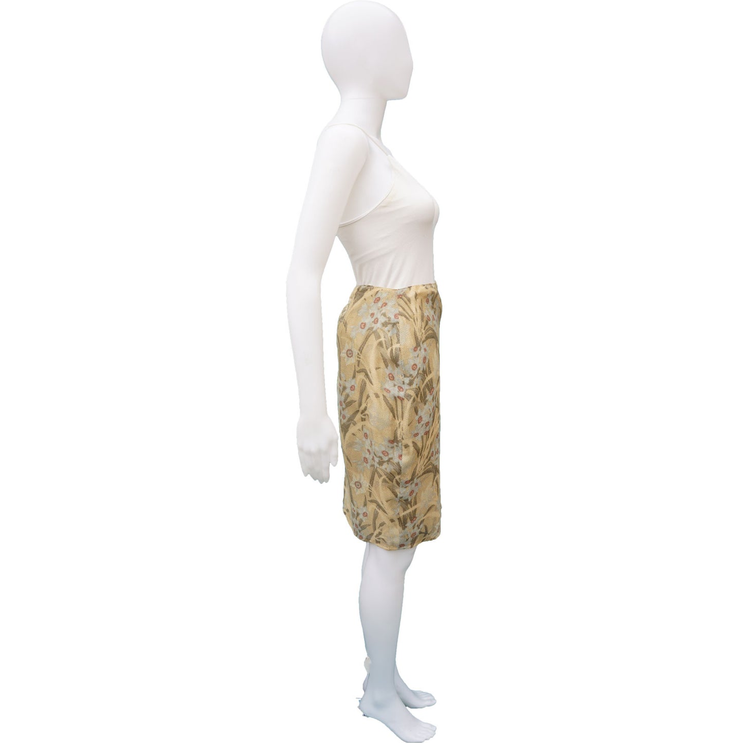 CHLOE FLORAL LINEN KNEE-LENGTH SKIRT - leefluxury.com