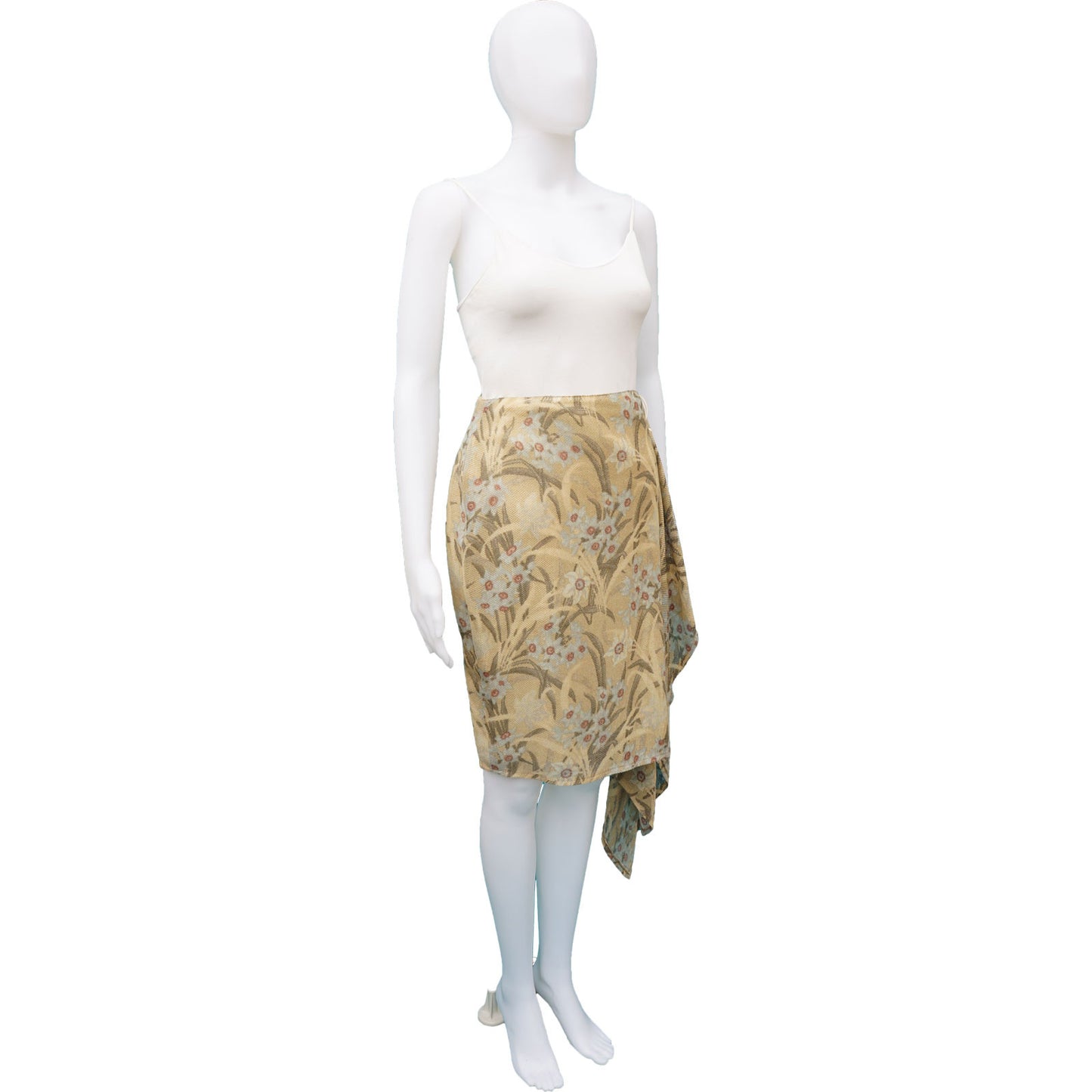 CHLOE FLORAL LINEN KNEE-LENGTH SKIRT - leefluxury.com