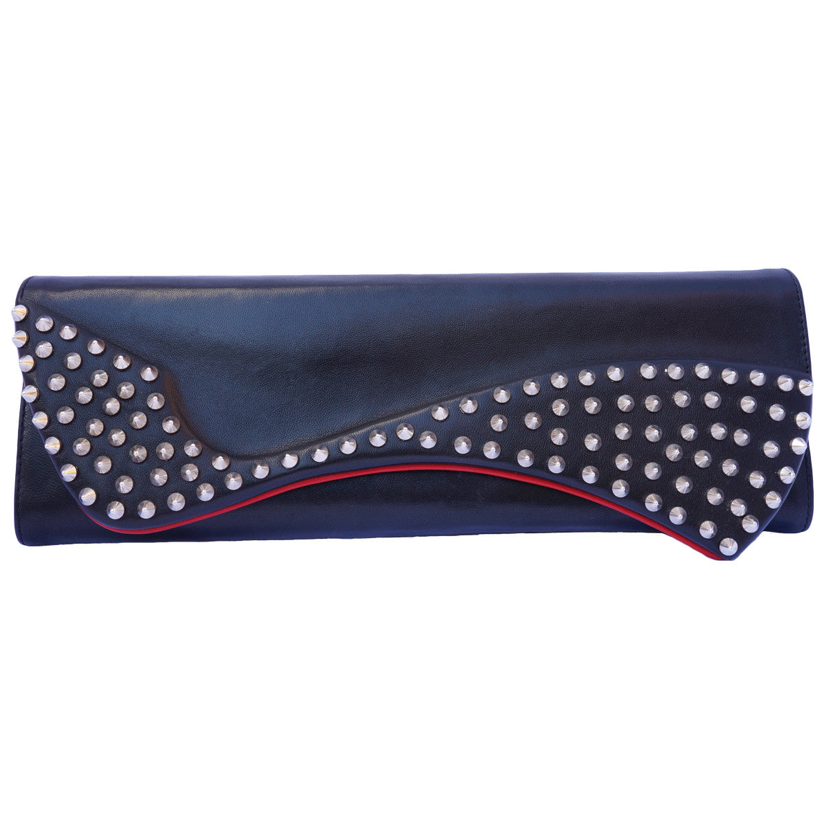 CHRISTIAN LOUBOUTIN PIGALLE STUDDED BLACK CLUTCH - leefluxury.com