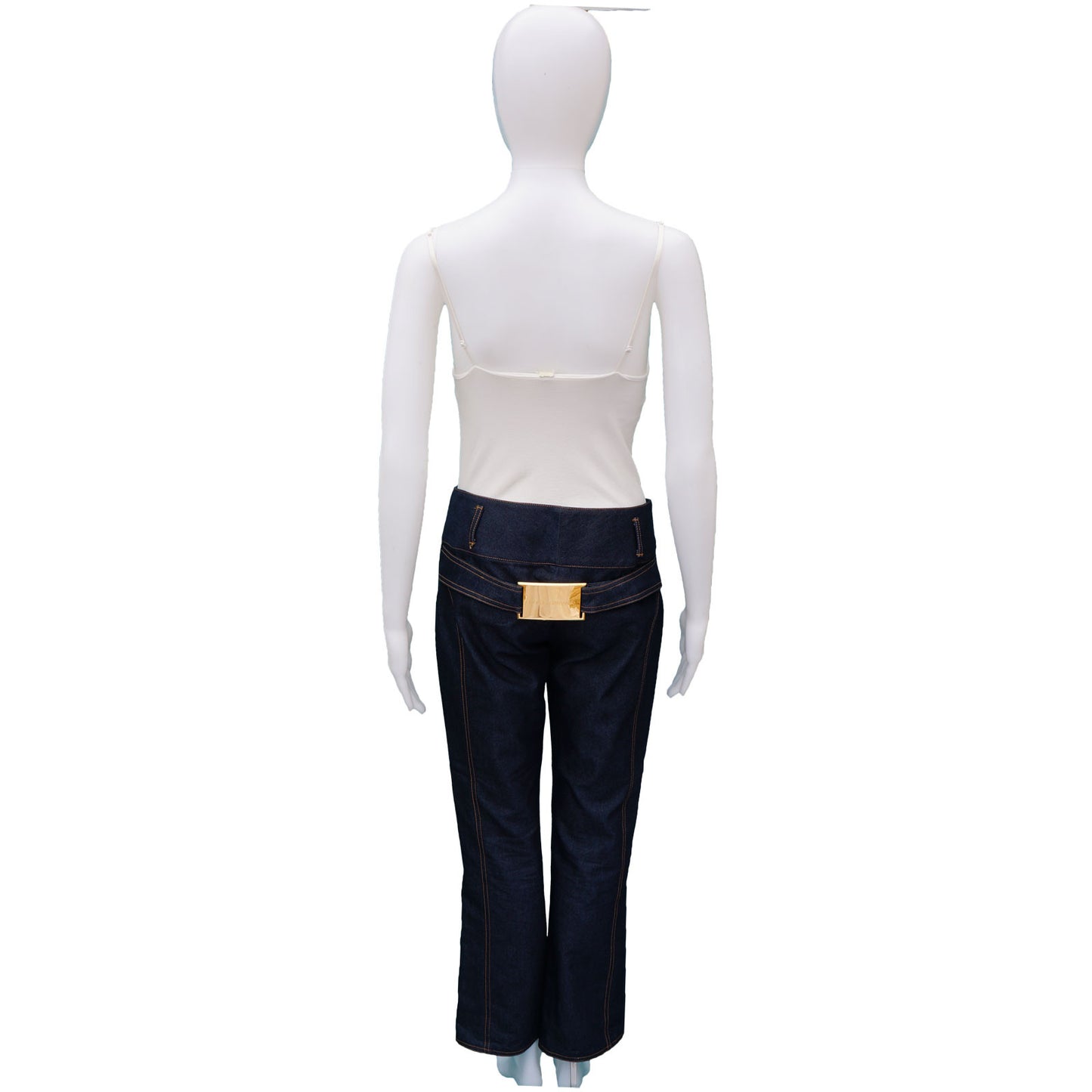 DOLCE & GABBANA DARK WASH DENIM WITH GOLD PLACARD - leefluxury.com