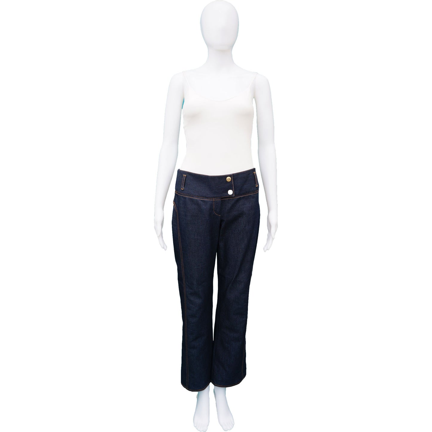 DOLCE & GABBANA DARK WASH DENIM WITH GOLD PLACARD - leefluxury.com