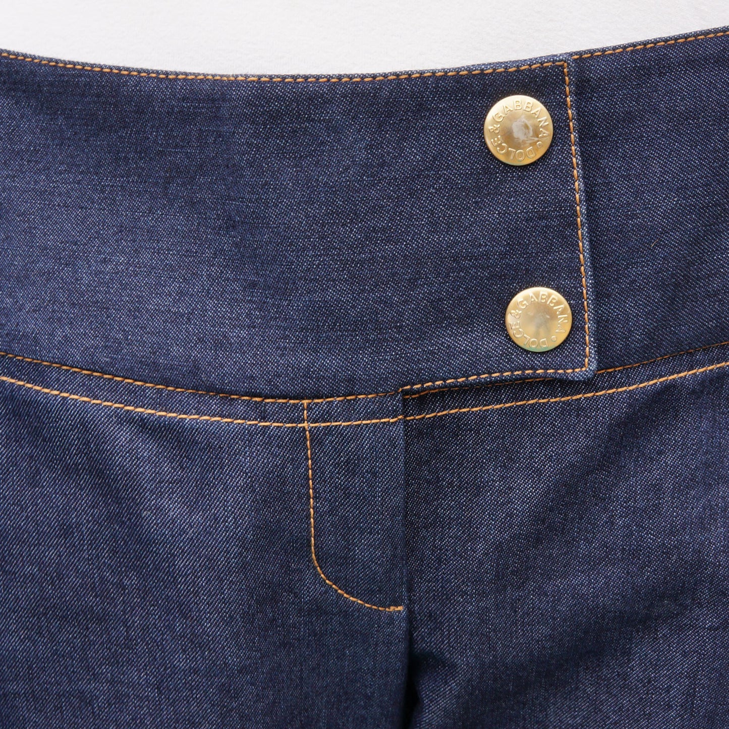 DOLCE & GABBANA DARK WASH DENIM WITH GOLD PLACARD - leefluxury.com