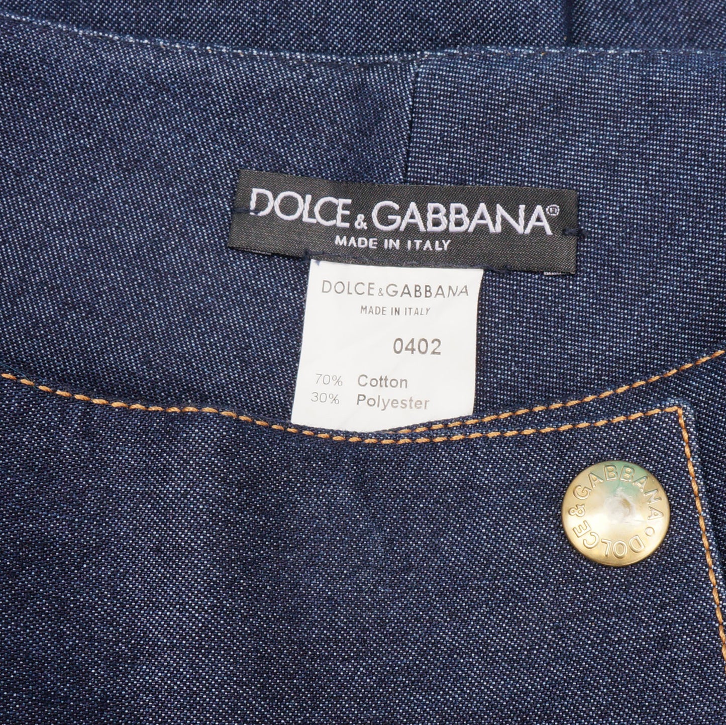 DOLCE & GABBANA DARK WASH DENIM WITH GOLD PLACARD - leefluxury.com