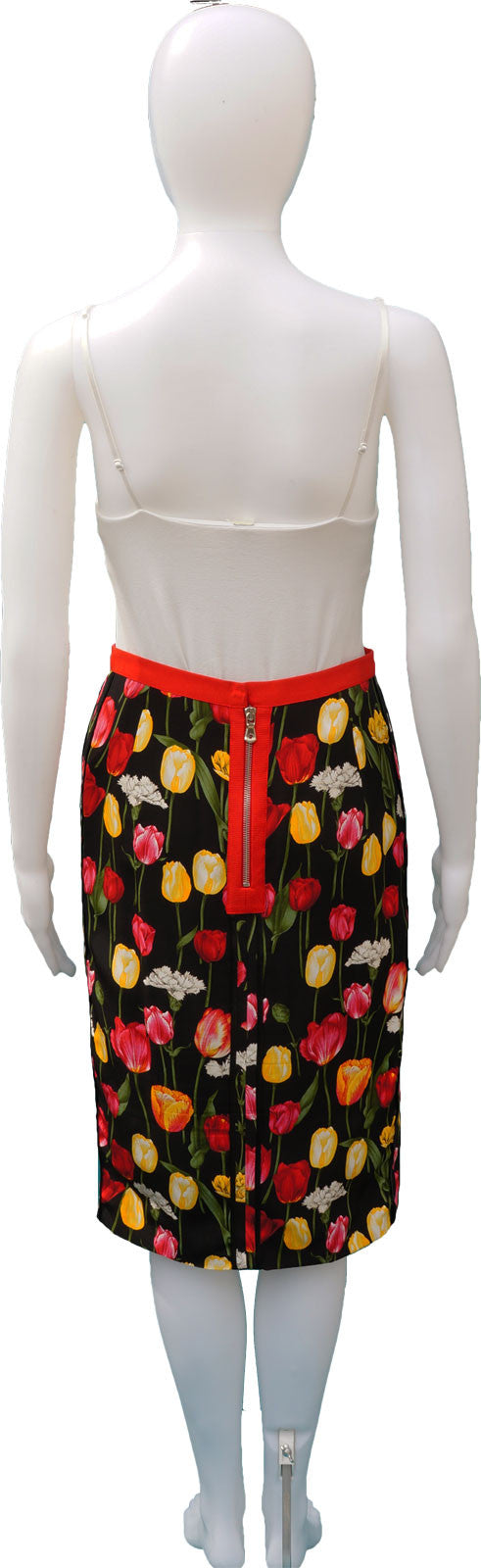 DOLCE & GABBANA FLORAL PRINT KNEE-LENGTH SKIRT - leefluxury.com