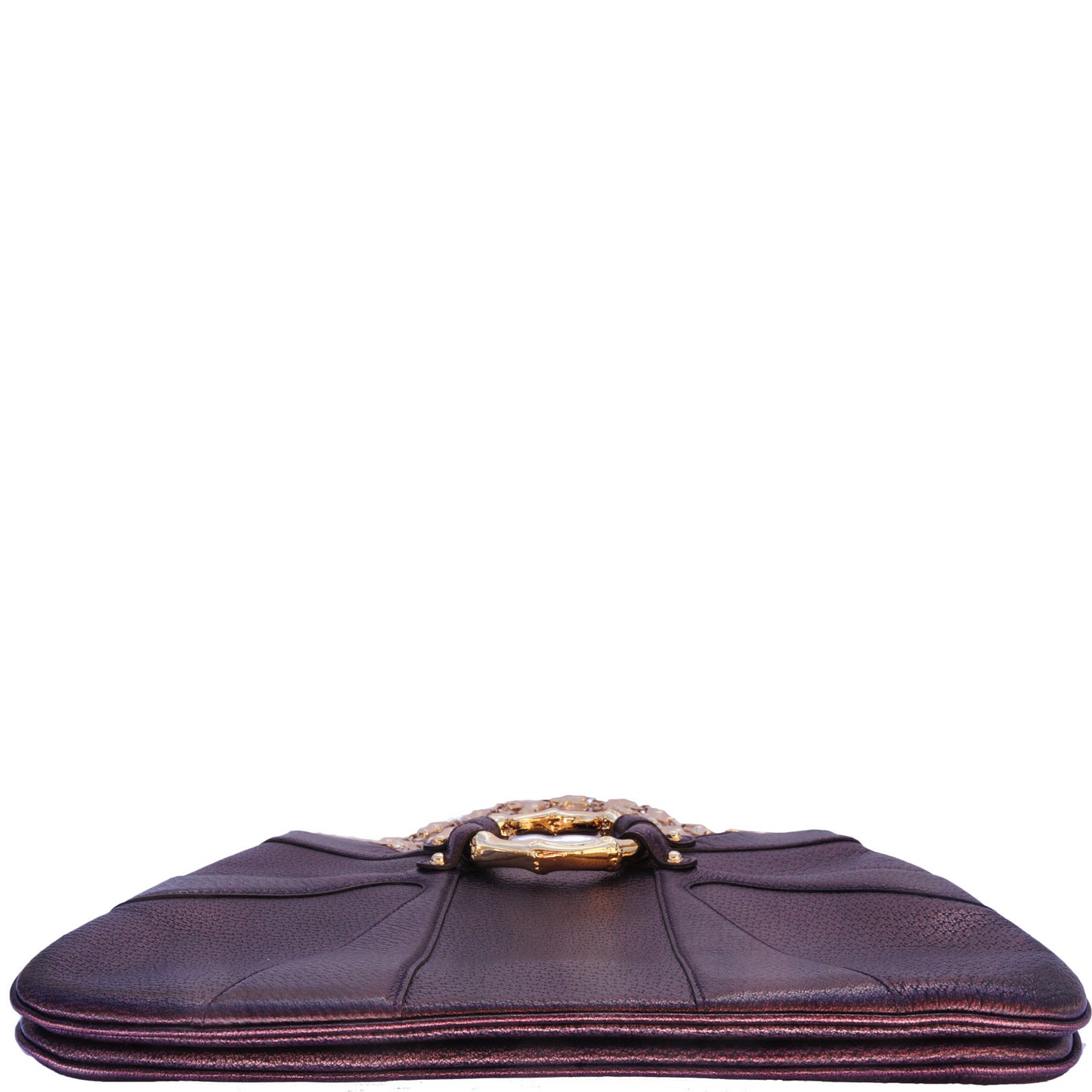 GUCCI CHAIN LINK PURPLE GOLD BAMBOO BAG - leefluxury.com