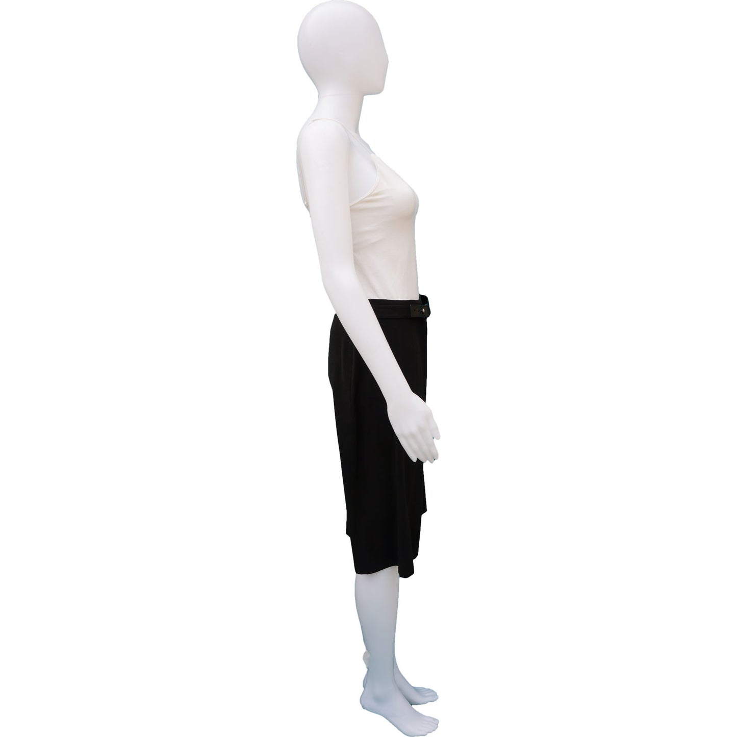 GUCCI SILK PANEL SKIRT WITH FABRIC AND LEATHER BELT - leefluxury.com