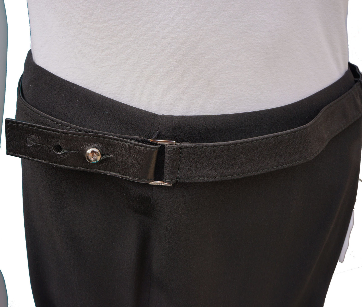 GUCCI SILK PANEL SKIRT WITH FABRIC AND LEATHER BELT - leefluxury.com