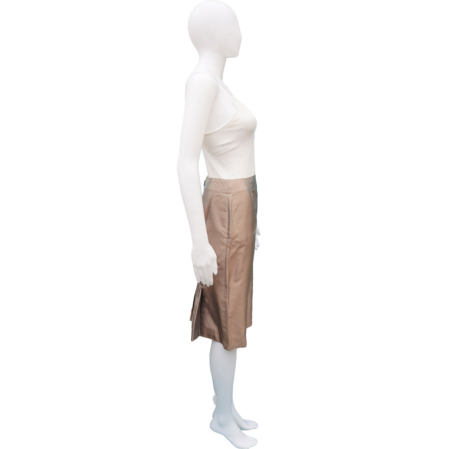 GUCCI CHAMPAGNE IRIDESCENT KNEE-LENGTH PENCIL SKIRT - leefluxury.com