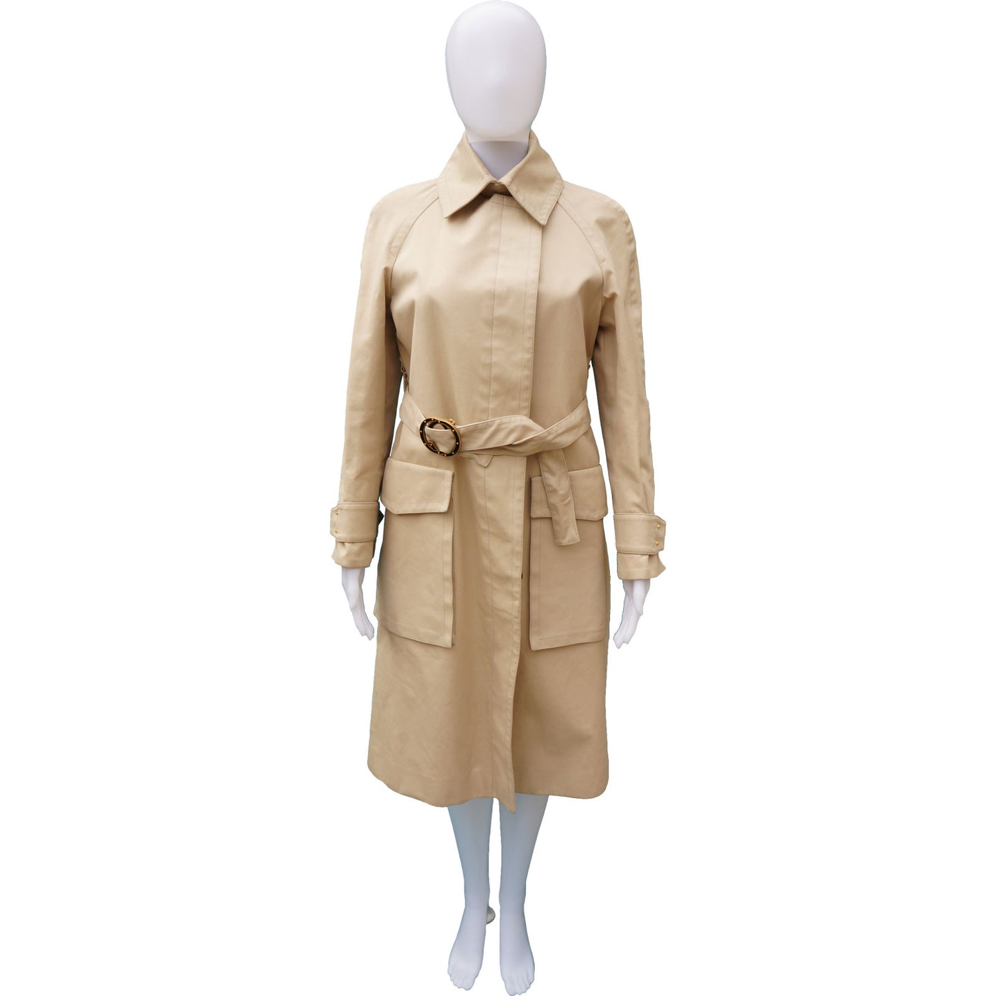 GUCCI TRENCH COAT WITH STUDDED GG LOGO BELT - leefluxury.com