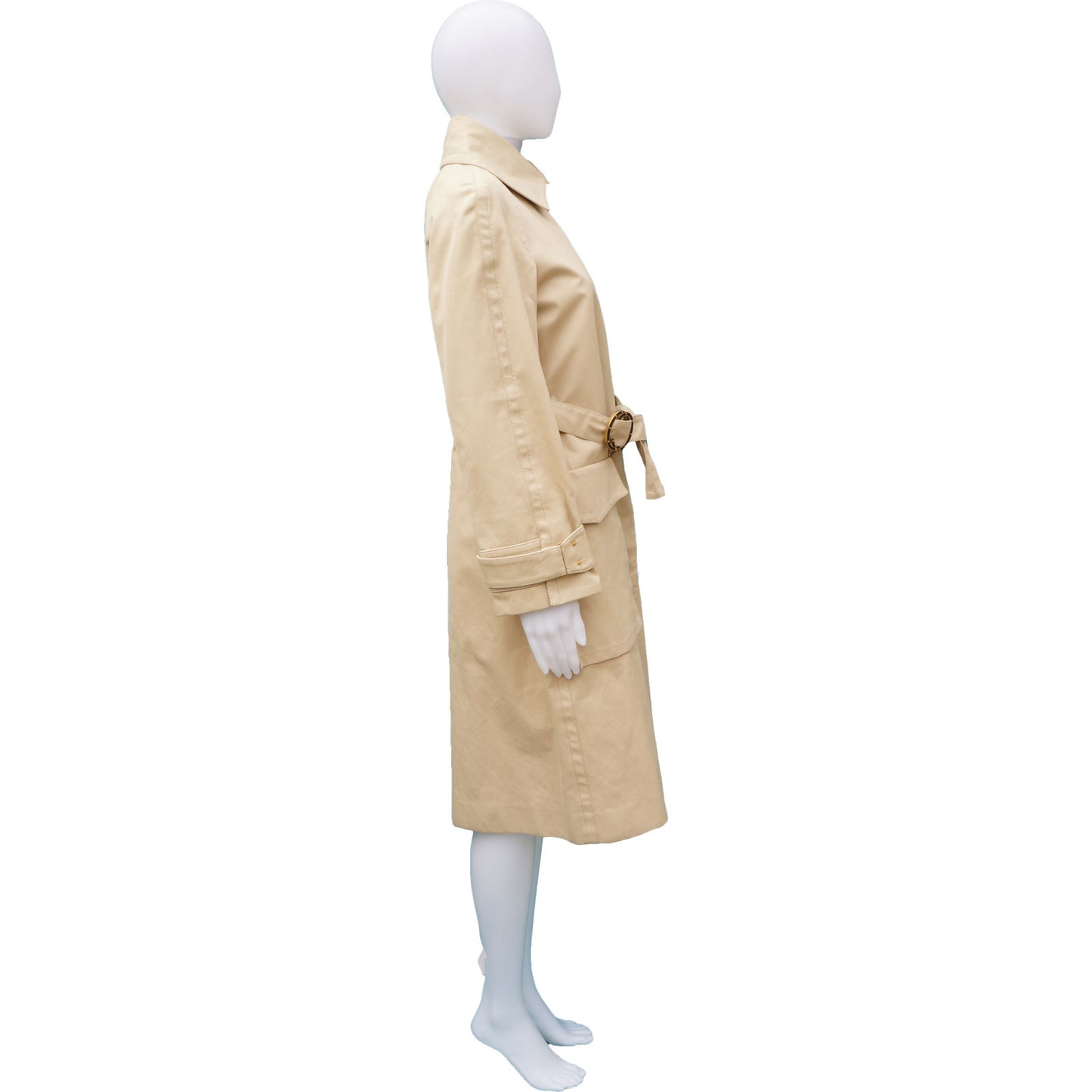 GUCCI TRENCH COAT WITH STUDDED GG LOGO BELT - leefluxury.com