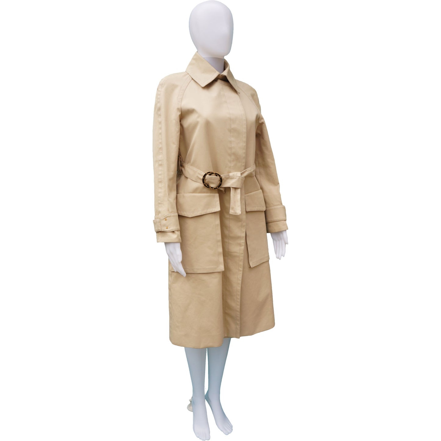 GUCCI TRENCH COAT WITH STUDDED GG LOGO BELT - leefluxury.com