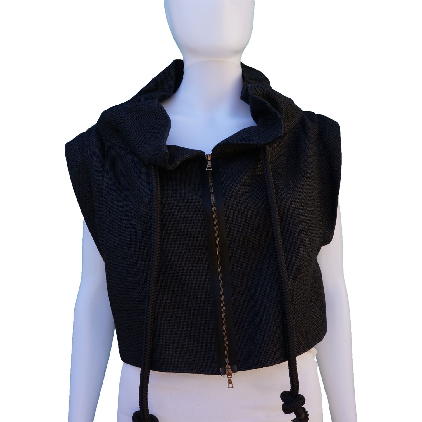 MARNI STAND UP COLLAR CROPPED DETACHABLE SLEEVE JACKET - leefluxury.com