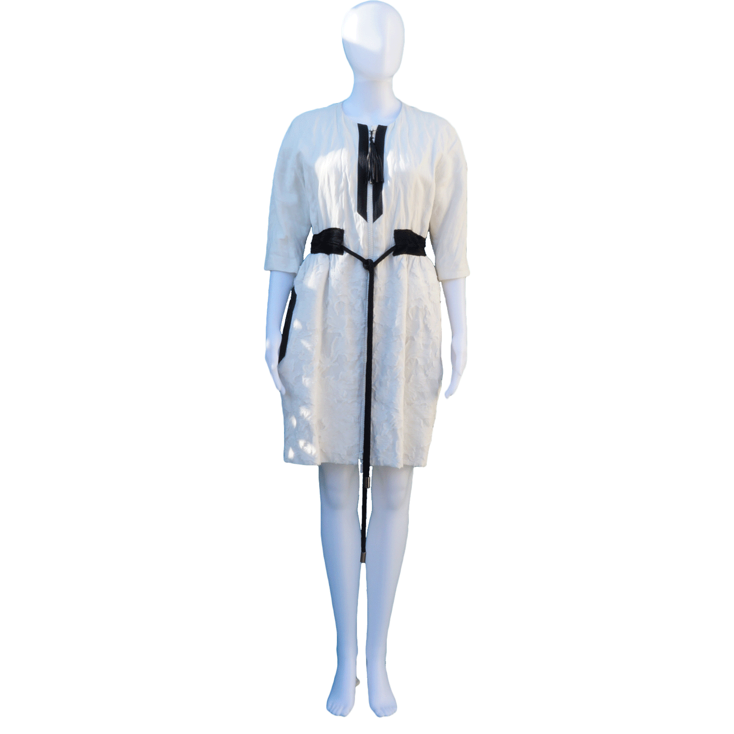 MONCLEAR TEXTURED WHITE COAT - leefluxury.com
