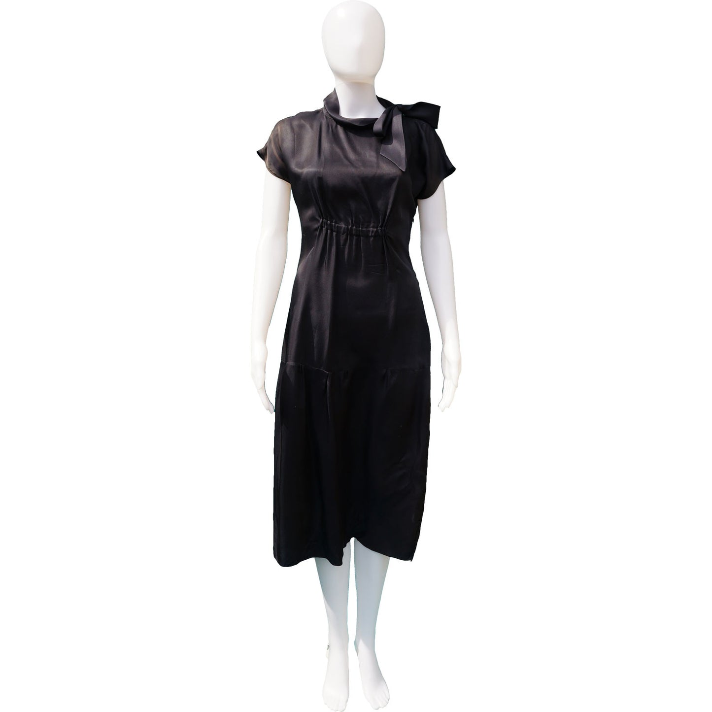 PRADA SILK WITH TIE NECK DRESS - leefluxury.com