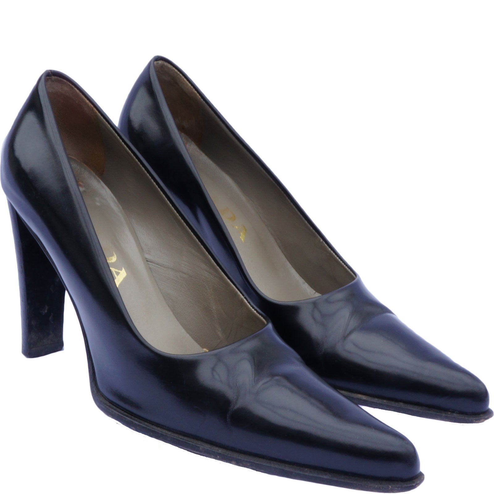 PRADA BLACK POINTED-TOE PUMPS - leefluxury.com