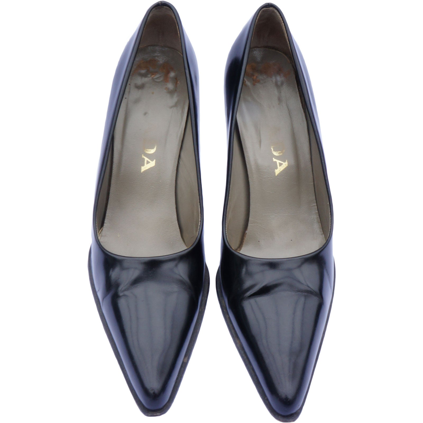 PRADA BLACK POINTED-TOE PUMPS - leefluxury.com
