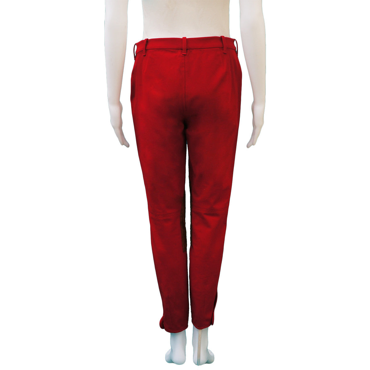 RALPH LAUREN COTTON & SUEDE RED JODHPUR PANTS - leefluxury.com