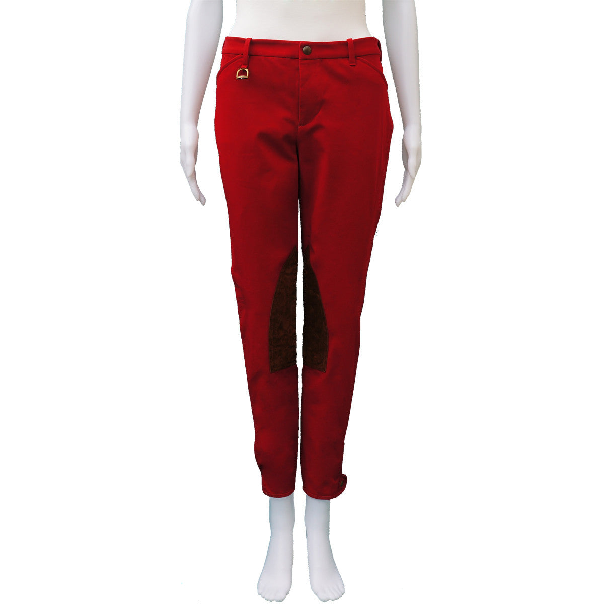 RALPH LAUREN COTTON & SUEDE RED JODHPUR PANTS - leefluxury.com