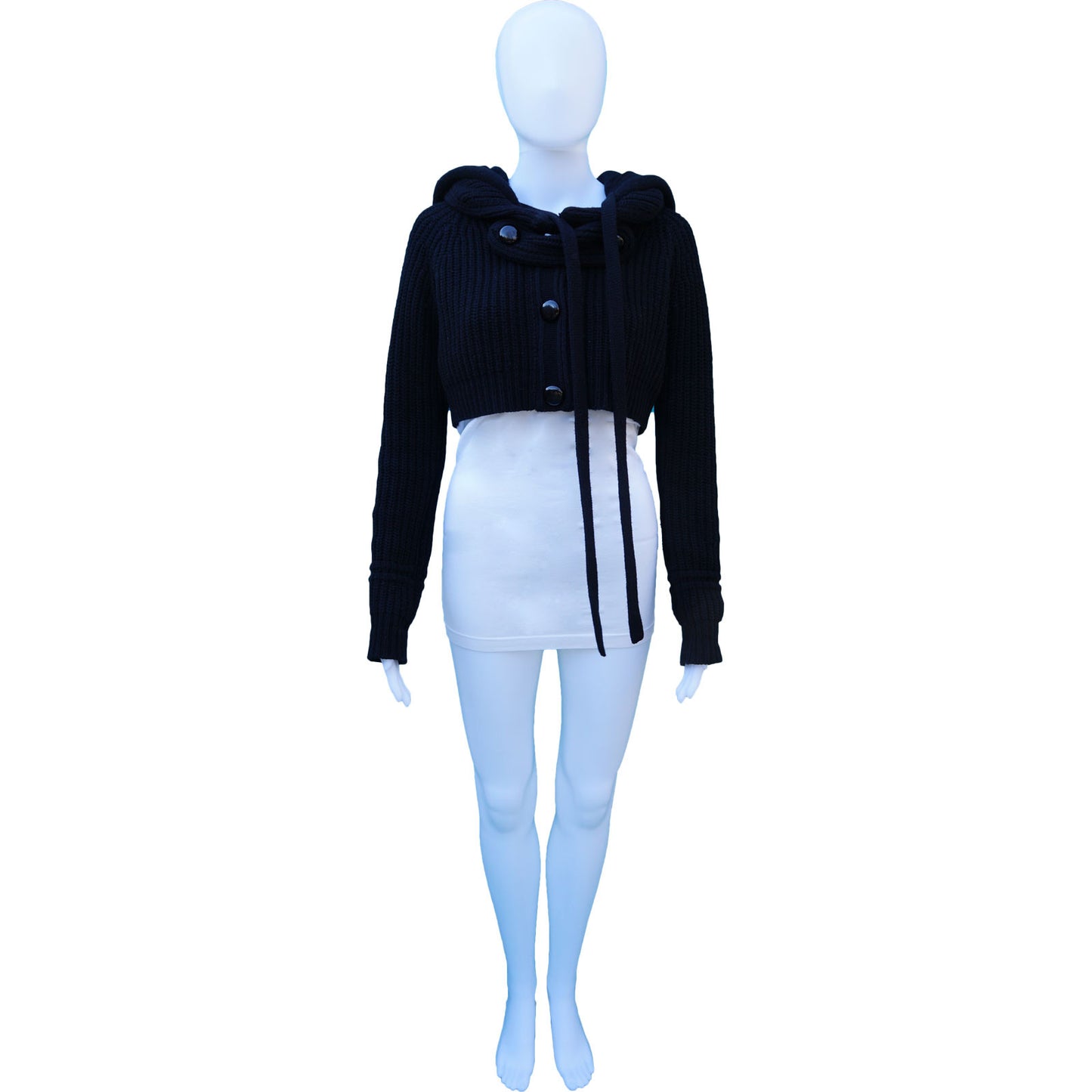 ROBERT RODRIGUEZ KNIT WOOL CROPPED HOODIE - leefluxury.com