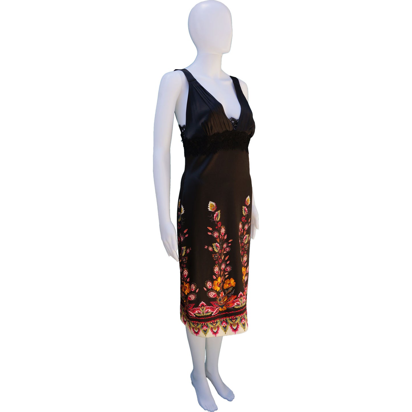 ROBERTO CAVALLI SILK LACE FRONT DRESS - leefluxury.com