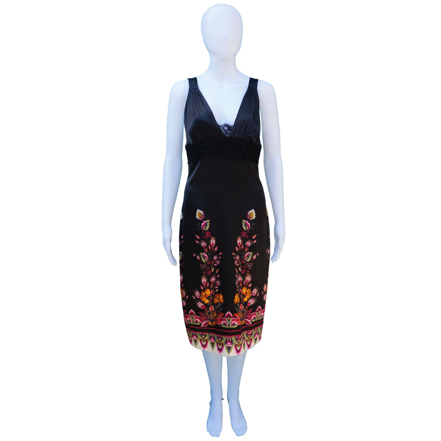 ROBERTO CAVALLI SILK LACE FRONT DRESS - leefluxury.com