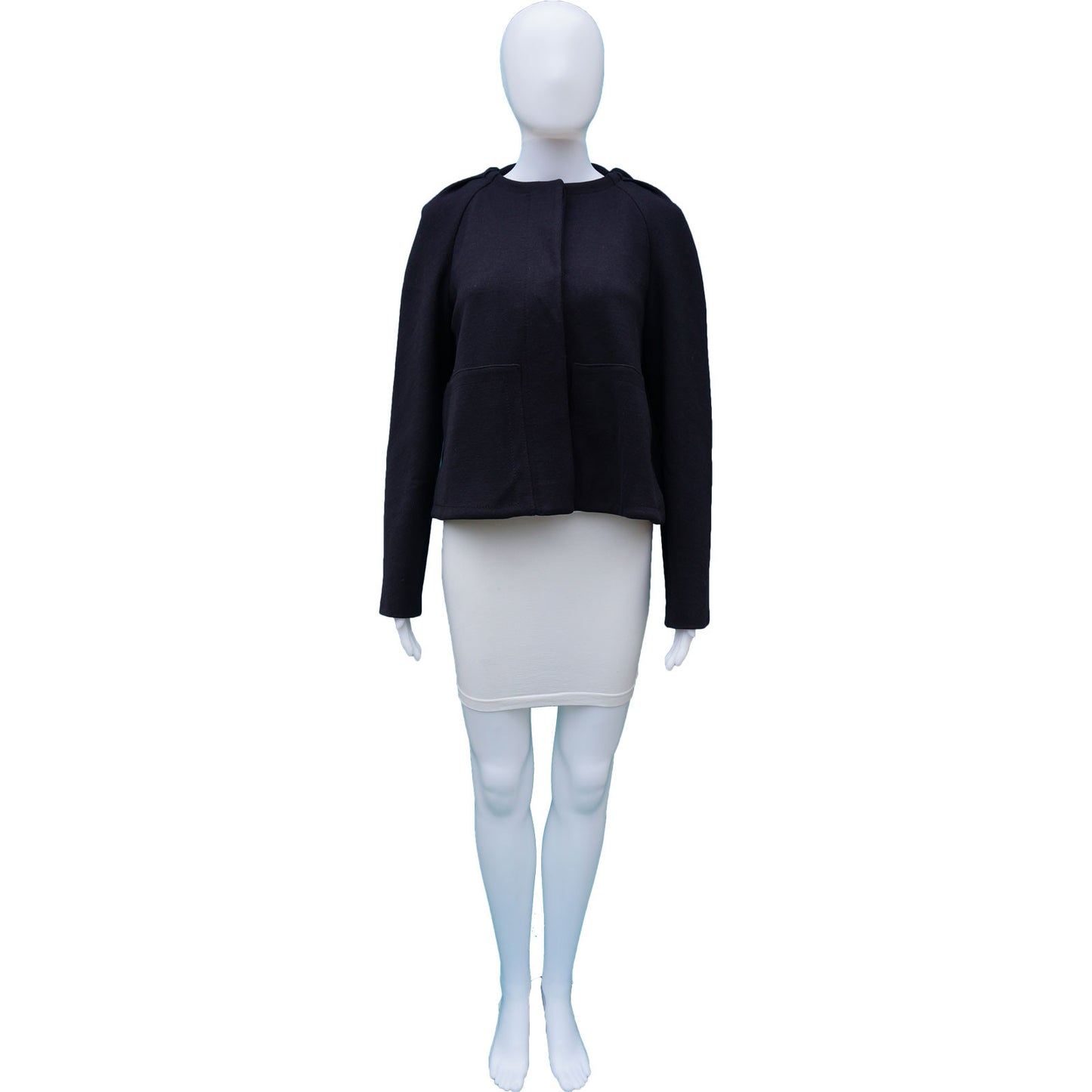 STELLA MCCARTNEY NAVY HOODED CROPPED SWING JACKET - leefluxury.com