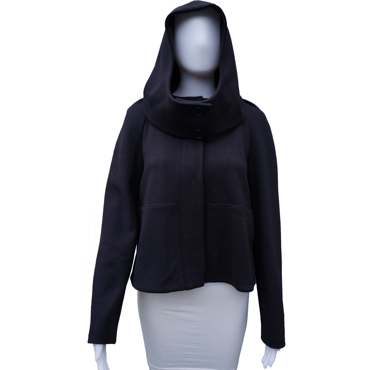 STELLA MCCARTNEY NAVY HOODED CROPPED SWING JACKET - leefluxury.com