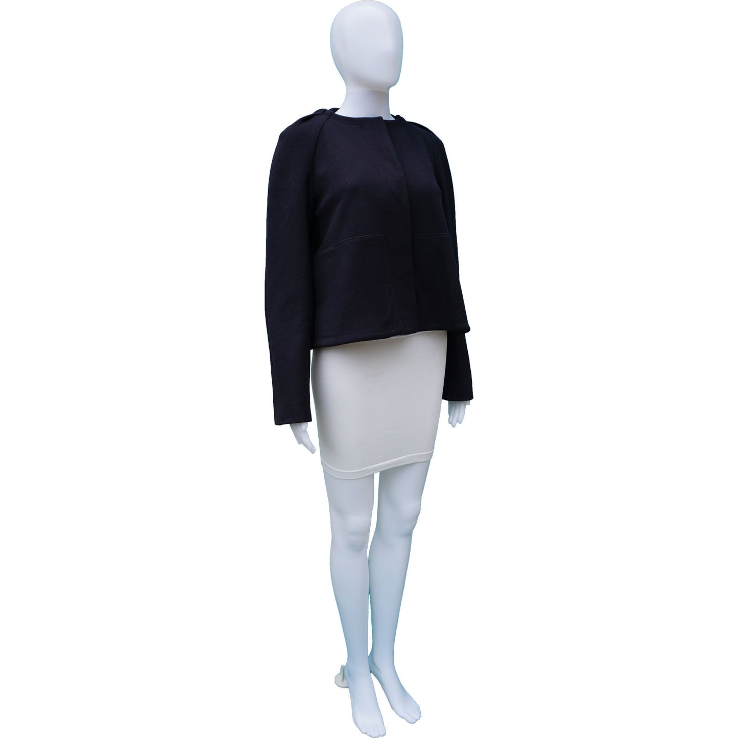 STELLA MCCARTNEY NAVY HOODED CROPPED SWING JACKET - leefluxury.com
