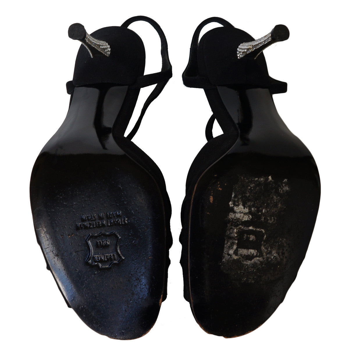 STUART WEITZMAN CONCERTO BLACK SATIN SANDALS - leefluxury.com