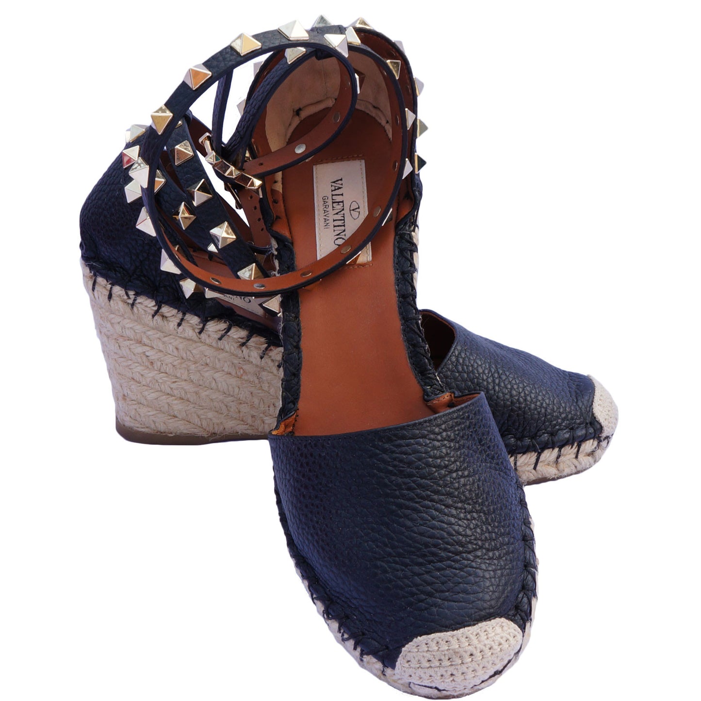 VALENTINO ROCKSTUD ESPADRILLE WEDGES - leefluxury.com