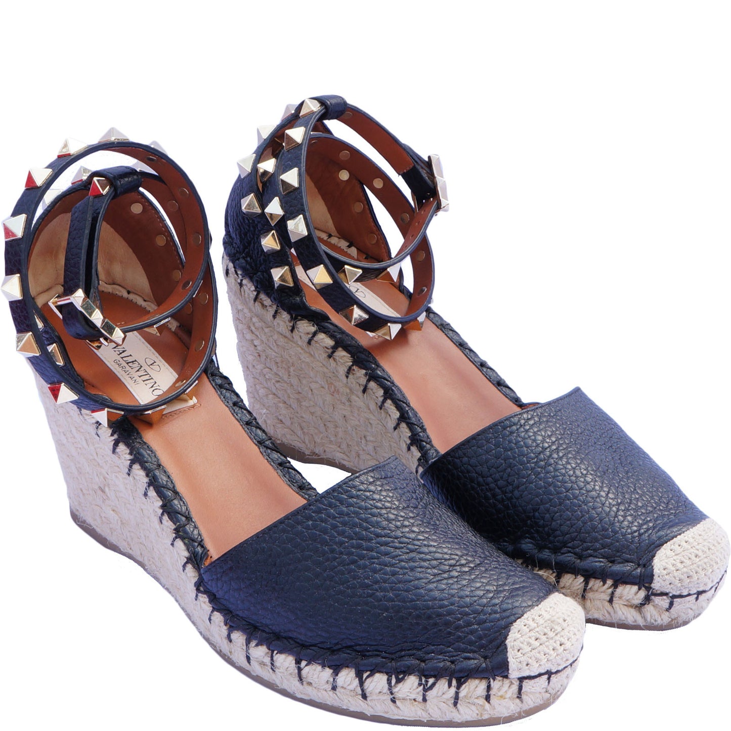 VALENTINO ROCKSTUD ESPADRILLE WEDGES - leefluxury.com