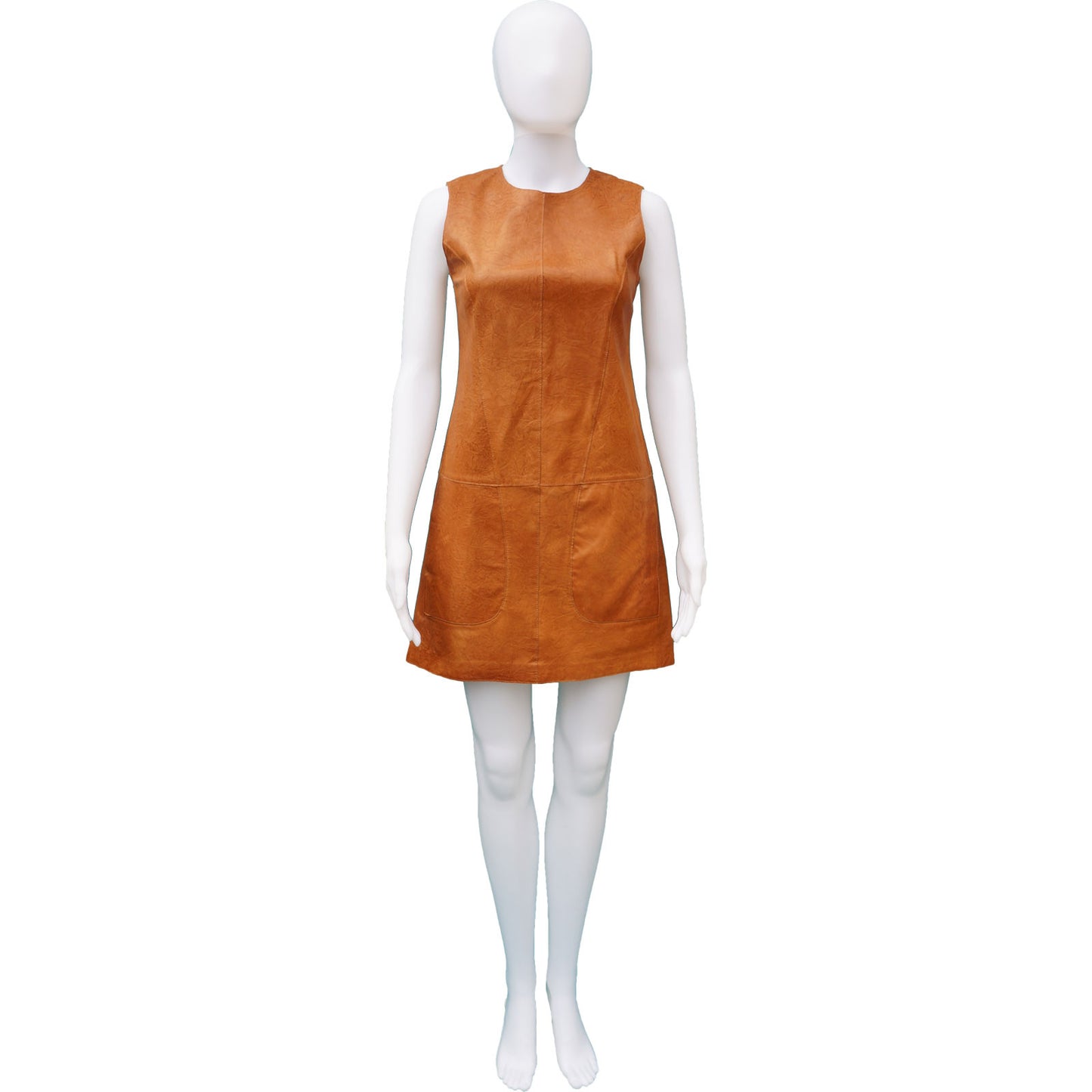 VINCE LEATHER SLEEVELESS SHIFT DRESS - leefluxury.com