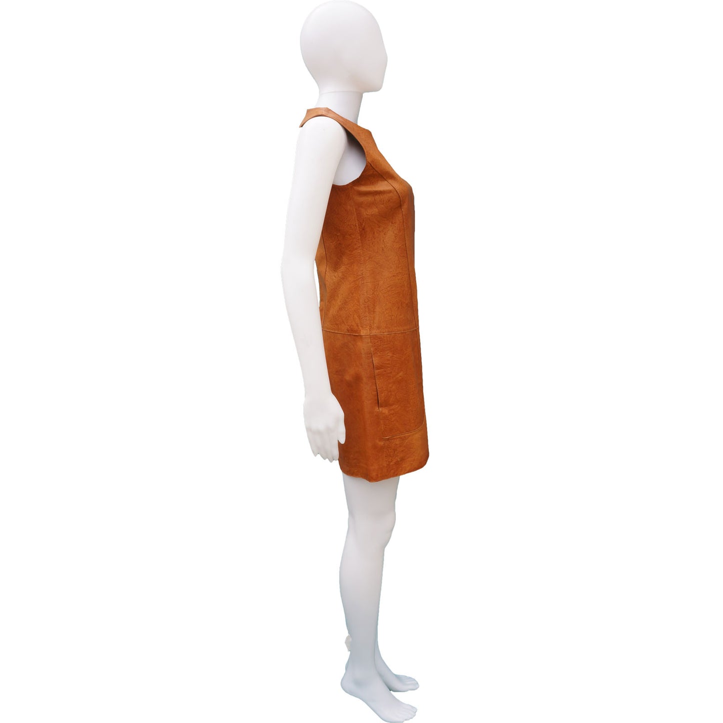 VINCE LEATHER SLEEVELESS SHIFT DRESS - leefluxury.com