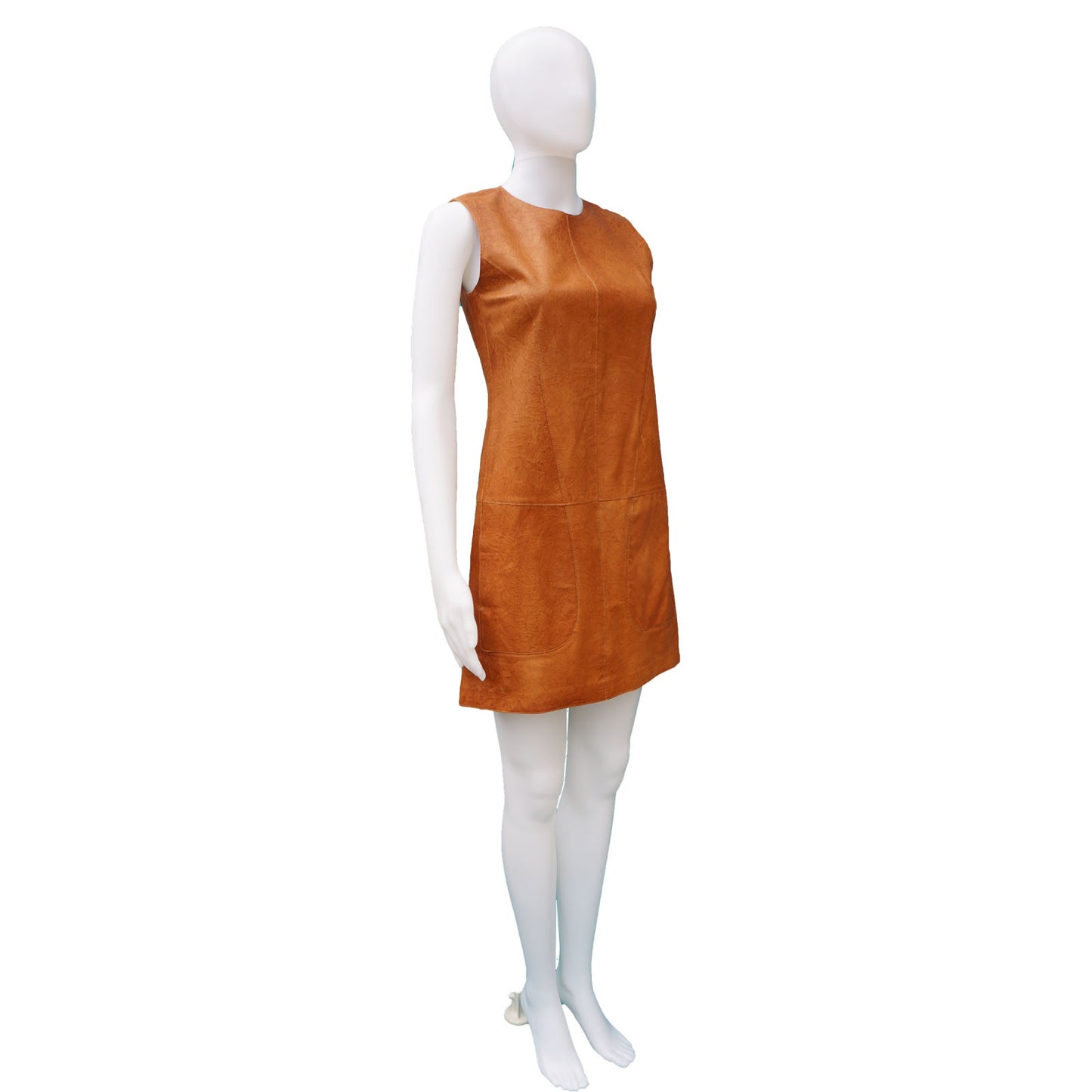 VINCE LEATHER SLEEVELESS SHIFT DRESS - leefluxury.com