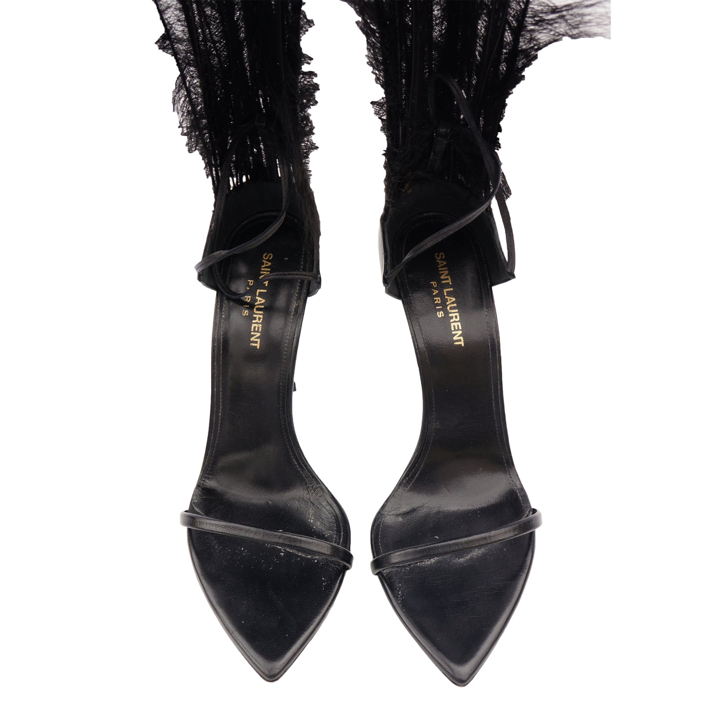 SAINT LAURENT 2018 TALITHA MOVIE CRYSTAL LEATHER ANKLE-WRAP SANDALS - leefluxury.com
