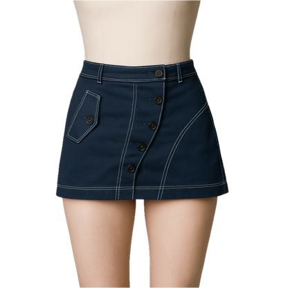 Derek Lam 10 Crosby Navy ALine Skirt