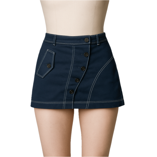 Derek Lam 10 Crosby Navy ALine Skirt